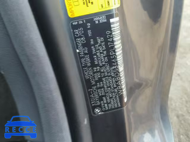 2005 BMW 330 CI WBABD53465PL17429 image 9