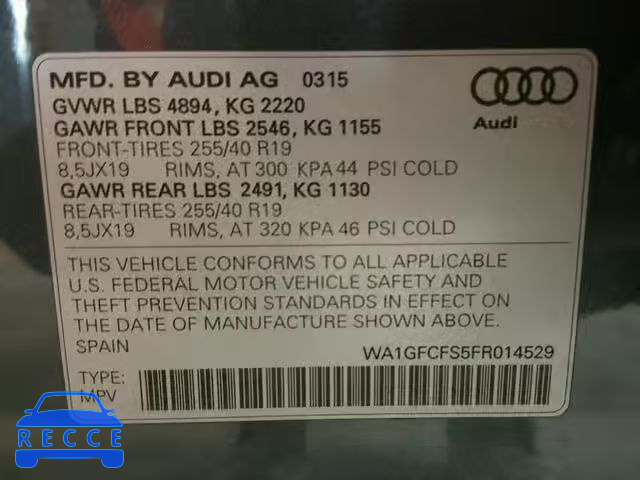 2015 AUDI Q3 PRESTIG WA1GFCFS5FR014529 зображення 9