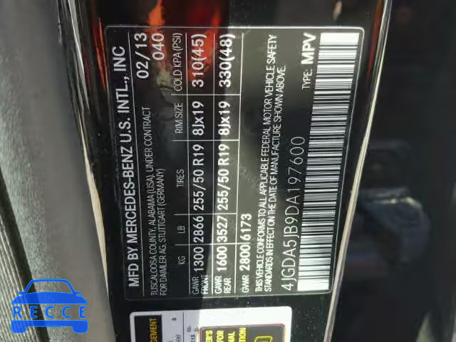 2013 MERCEDES-BENZ ML 350 4JGDA5JB9DA197600 image 9