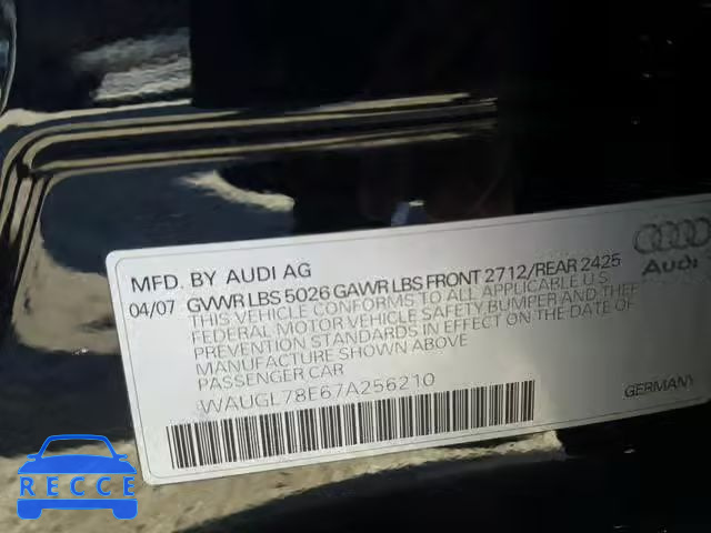 2007 AUDI NEW S4 QUA WAUGL78E67A256210 зображення 9