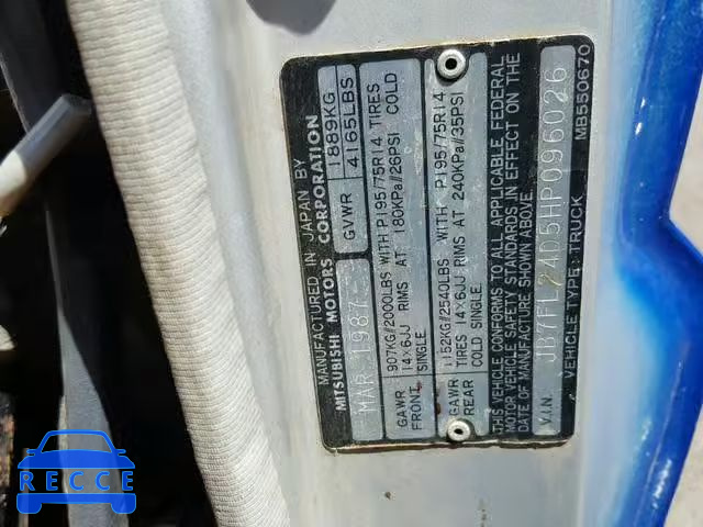 1987 DODGE RAM 50 JB7FL24D5HP096026 image 9