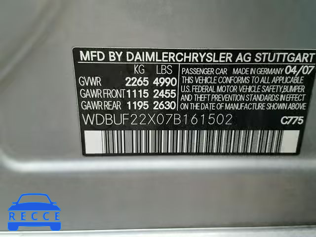 2007 MERCEDES-BENZ E 320 CDI WDBUF22X07B161502 image 9