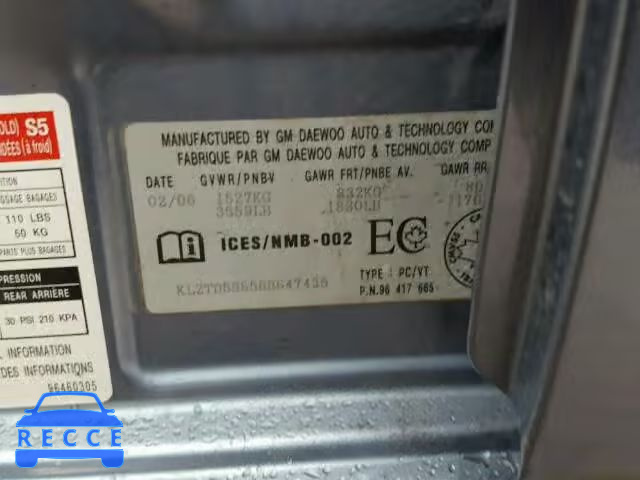 2006 PONTIAC WAVE KL2TD59656B647435 image 9