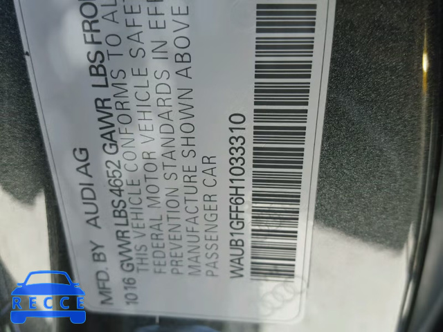 2017 AUDI S3 PREMIUM WAUB1GFF6H1033310 image 9