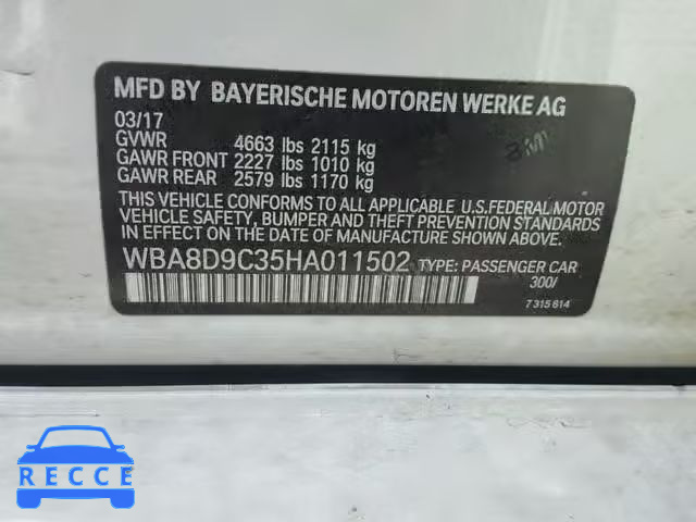 2017 BMW 330 XI WBA8D9C35HA011502 зображення 9