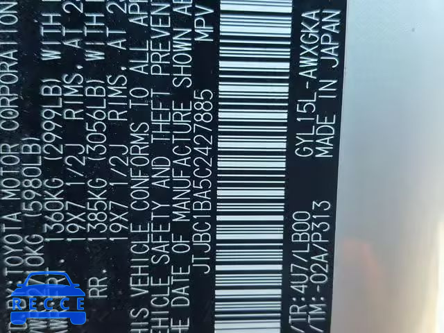 2012 LEXUS RX 450 JTJBC1BA5C2427885 image 9