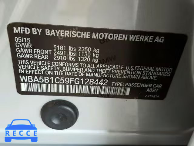 2015 BMW 535 I WBA5B1C59FG128442 image 9