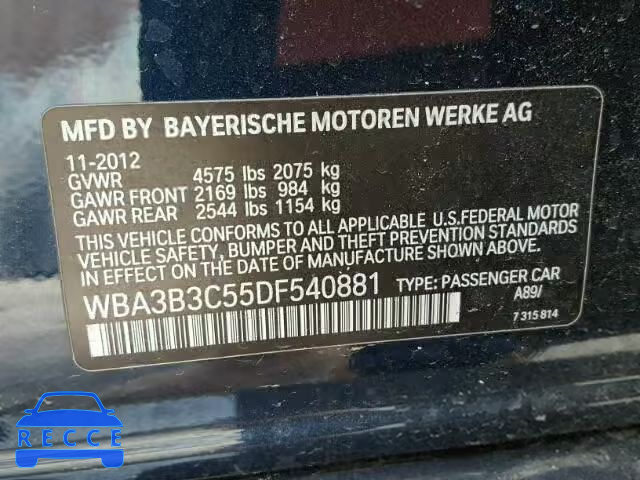 2013 BMW 328 XI WBA3B3C55DF540881 зображення 9