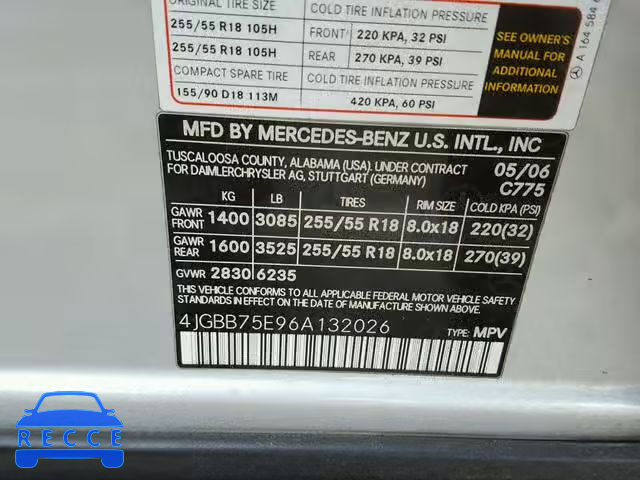 2006 MERCEDES-BENZ ML 500 4JGBB75E96A132026 image 9