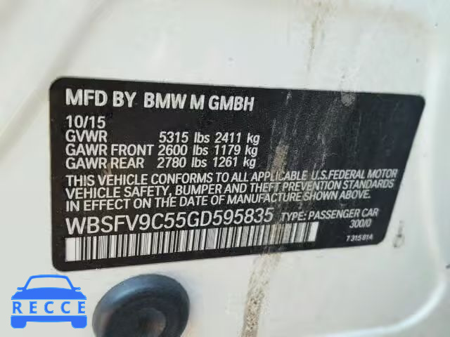 2016 BMW M5 WBSFV9C55GD595835 image 9