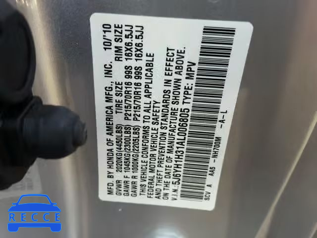 2010 HONDA ELEMENT LX 5J6YH1H31AL006805 image 9