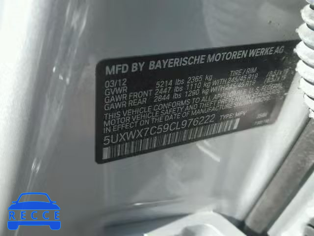 2012 BMW X3 XDRIVE3 5UXWX7C59CL976222 image 9