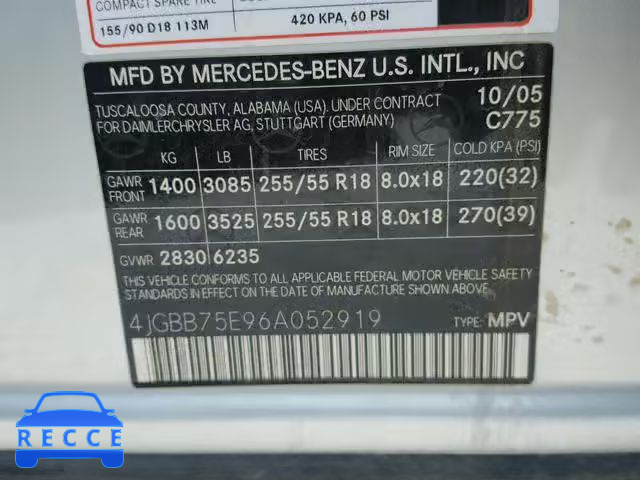 2006 MERCEDES-BENZ ML 500 4JGBB75E96A052919 image 9