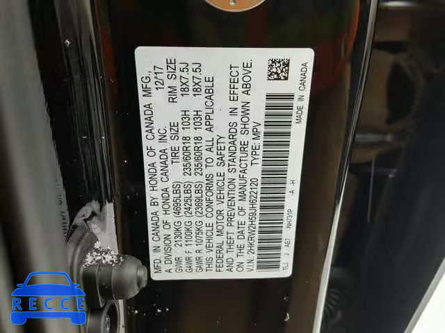 2018 HONDA CR-V EX 2HKRW2H59JH622120 зображення 9