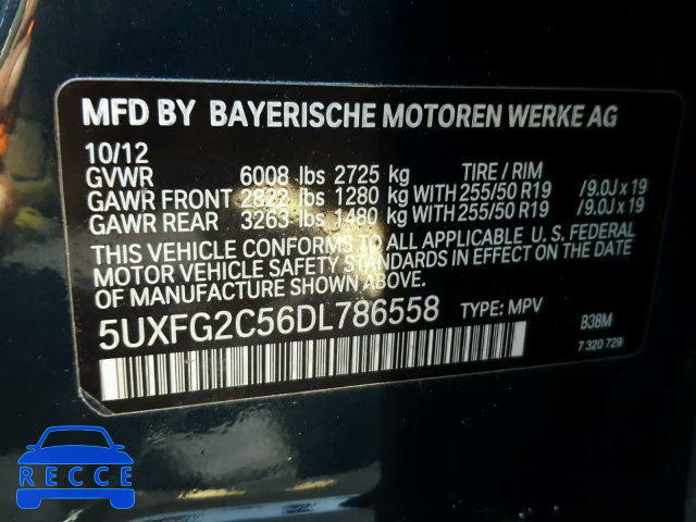 2013 BMW X6 XDRIVE3 5UXFG2C56DL786558 image 9