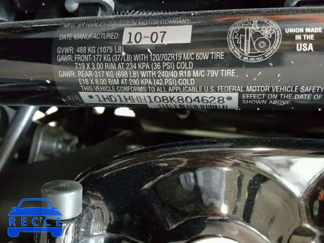 2008 HARLEY-DAVIDSON VRSCDX 1HD1HHH108K804628 image 9