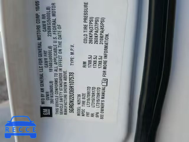 2006 HUMMER H2 SUT 5GRGN22U36H107578 Bild 9