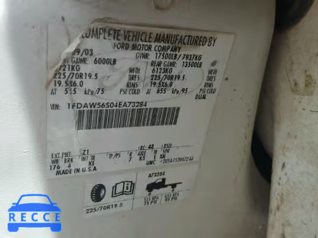 2004 FORD F550 SUPER 1FDAW56S04EA73284 image 9