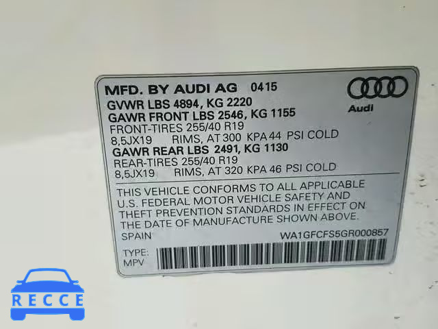 2016 AUDI Q3 PRESTIG WA1GFCFS5GR000857 image 9