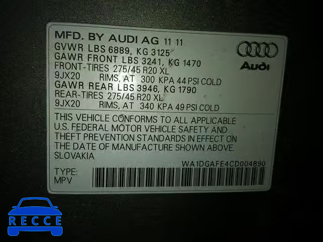 2012 AUDI Q7 PRESTIG WA1DGAFE4CD004890 image 9