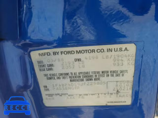 1988 FORD MUSTANG LX 1FABP40E9JF225805 image 9