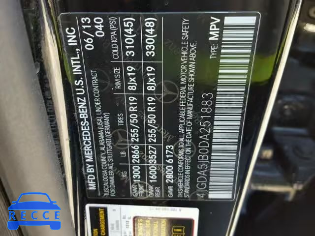 2013 MERCEDES-BENZ ML 350 4JGDA5JB0DA251883 image 9