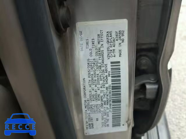 2002 TOYOTA 4RUNNER LI JT3HN87R220381591 image 9