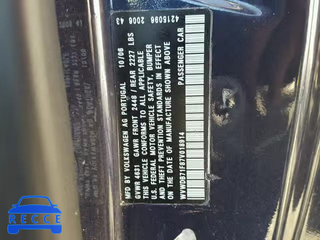 2007 VOLKSWAGEN EOS 3.2L S WVWDB71F87V018914 image 9