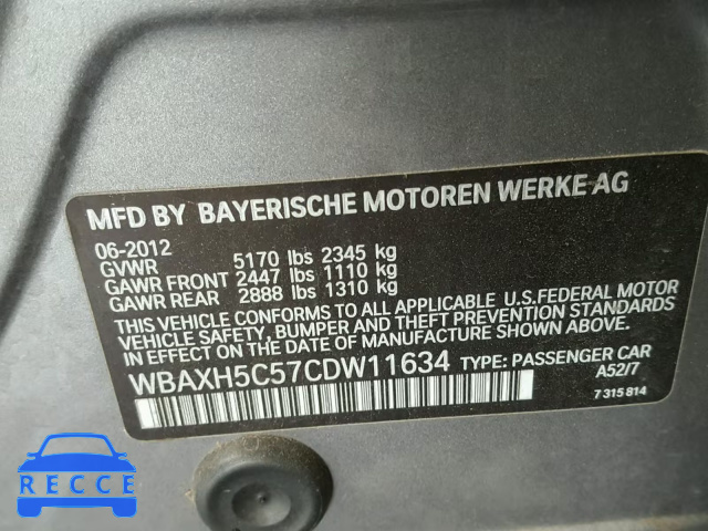 2012 BMW 528 XI WBAXH5C57CDW11634 image 9