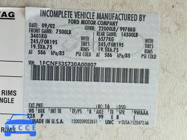 2003 FORD FLEETWOOD 1FCNF53S730A00807 image 9