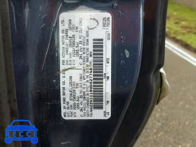 1998 NISSAN QUEST XE 4N2ZN1118WD827748 image 9