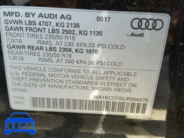 2018 AUDI Q3 PREMIUM WA1BCCFS5JR004370 image 9