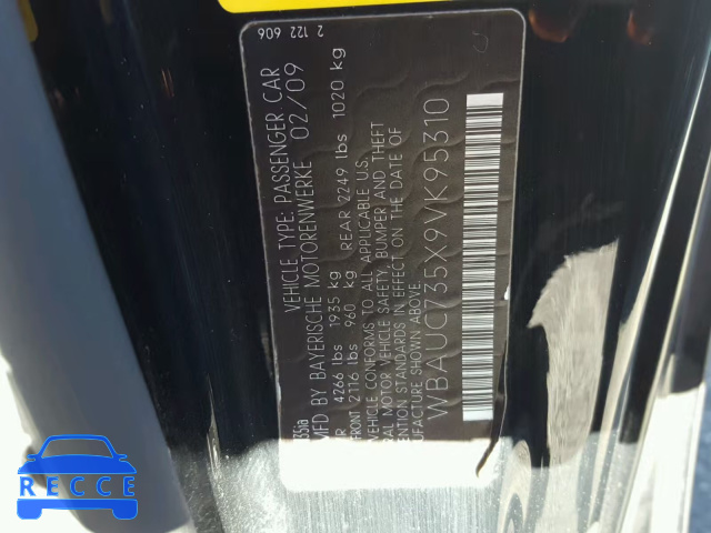 2009 BMW 135 I WBAUC735X9VK95310 image 9