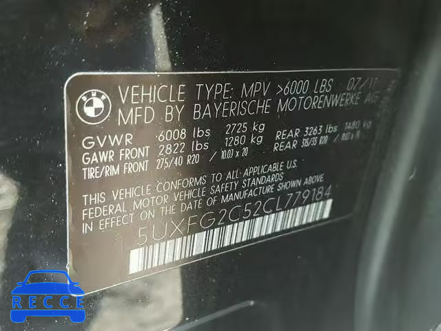 2012 BMW X6 XDRIVE3 5UXFG2C52CL779184 image 9