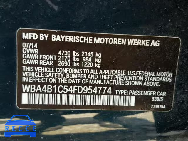 2015 BMW 435 I WBA4B1C54FD954774 зображення 9