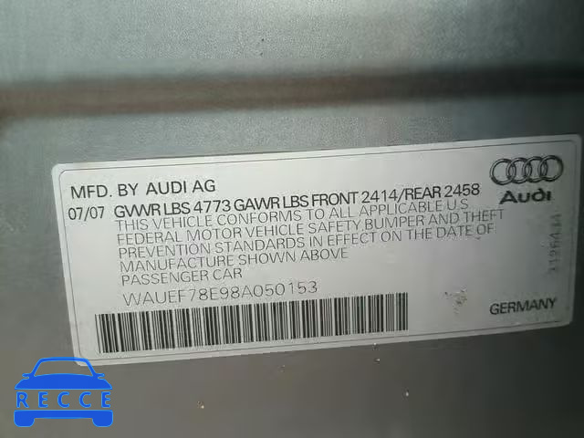 2008 AUDI A4 S-LINE WAUEF78E98A050153 image 9