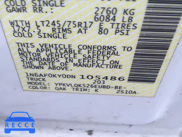 2013 NISSAN NV 2500 1N6AF0KY0DN105486 Bild 9