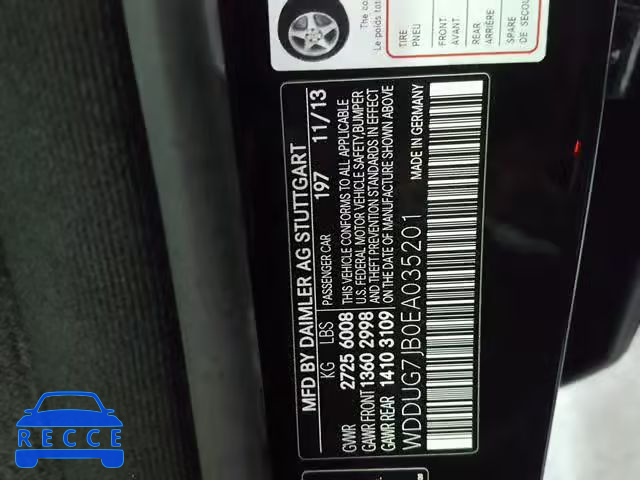2014 MERCEDES-BENZ S 63 AMG WDDUG7JB0EA035201 зображення 9