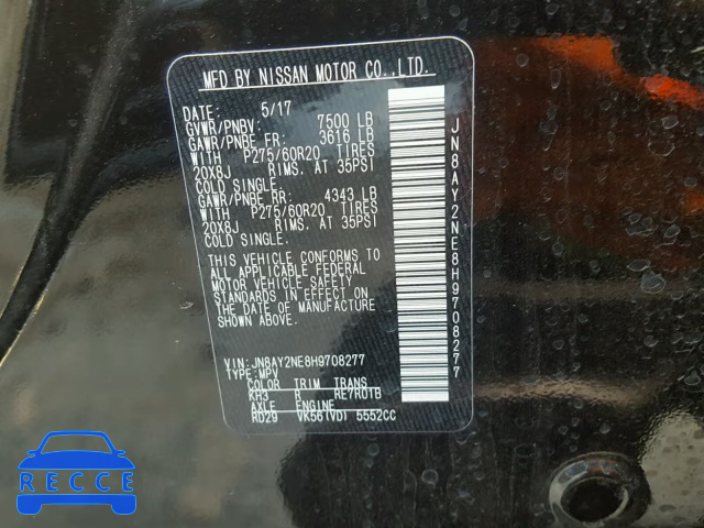 2017 NISSAN ARMADA PLA JN8AY2NE8H9708277 image 9
