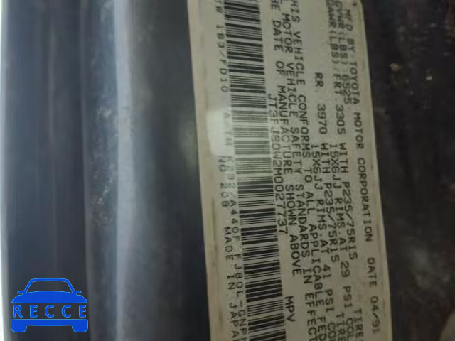 1991 TOYOTA LAND CRUIS JT3FJ80W2M0027737 image 9