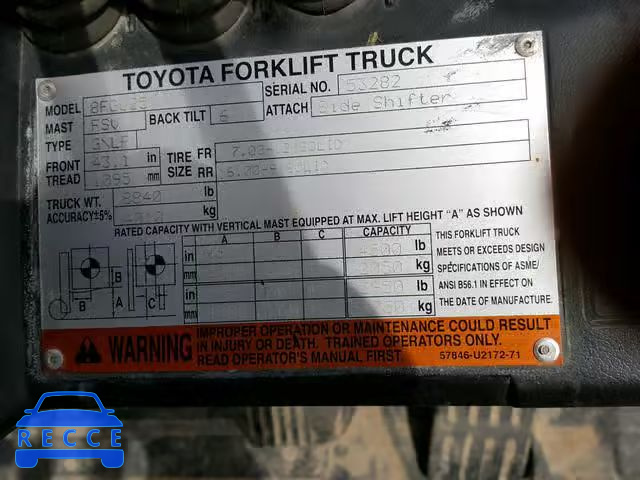 2014 TOYOTA FORKLIFT 53282 зображення 9