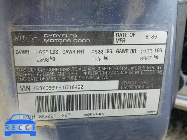 1990 CHRYSLER NEW YORKER 1C3XC66R5LD718420 image 9