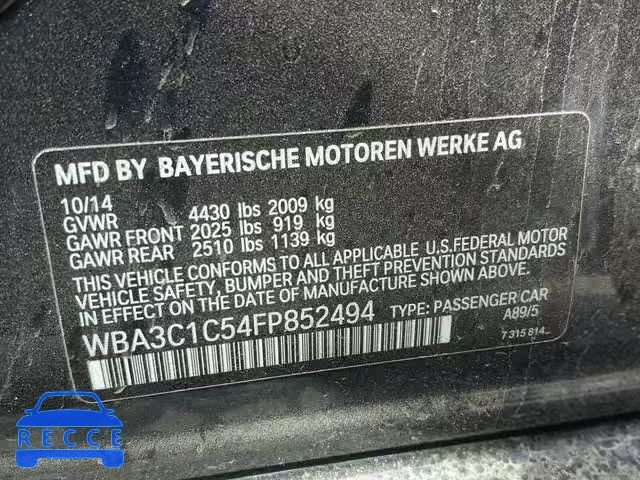 2015 BMW 328 I SULE WBA3C1C54FP852494 зображення 9