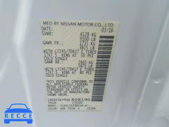 2016 NISSAN NV 2500 S 1N6BF0KY9GN808190 image 9