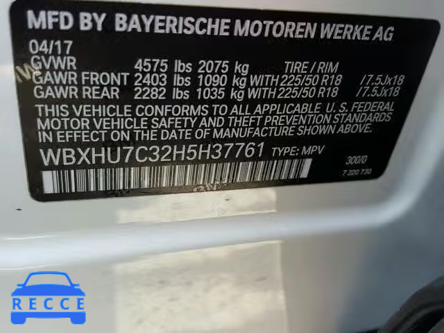 2017 BMW X1 SDRIVE2 WBXHU7C32H5H37761 image 9