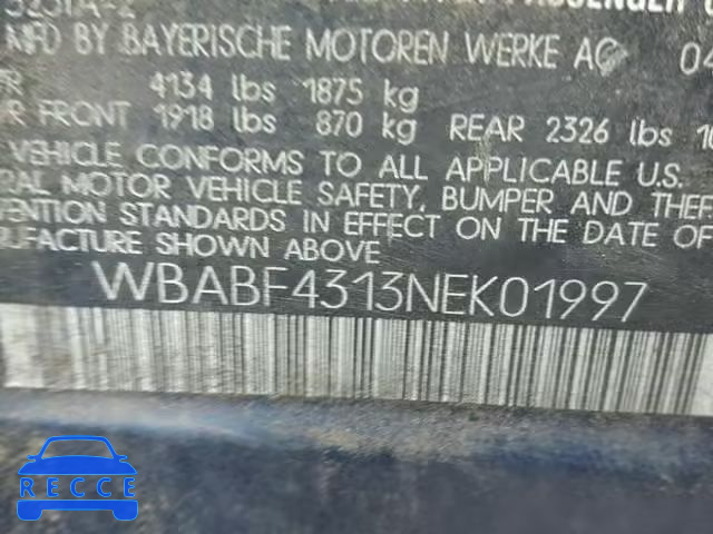 1992 BMW 325 IS AUT WBABF4313NEK01997 зображення 9