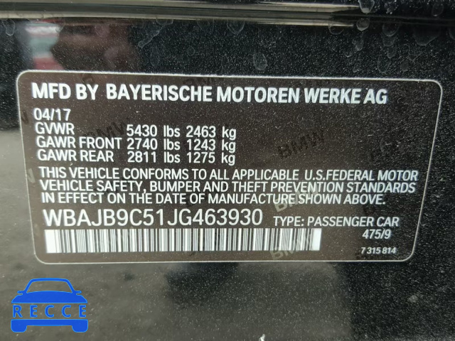2018 BMW M550XI WBAJB9C51JG463930 зображення 9