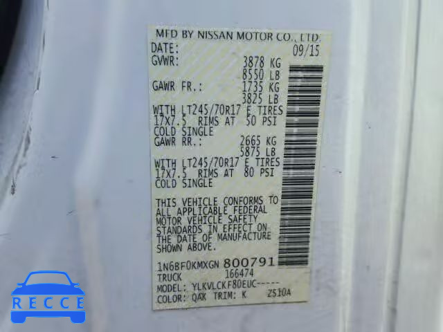 2016 NISSAN NV 1500 S 1N6BF0KMXGN800791 image 9