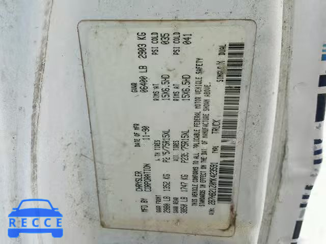 1991 DODGE RAM VAN B2 2B7HB21Z0MK423591 image 9