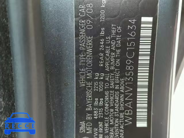 2009 BMW 528 XI WBANV13589C151634 image 9